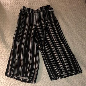 Black and White Striped Flowy Pants